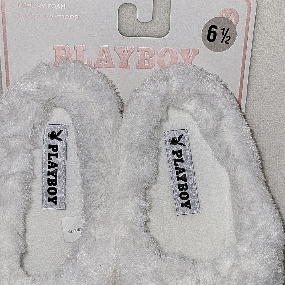 Playboy Black and White Slippers - Picture 3 of 8